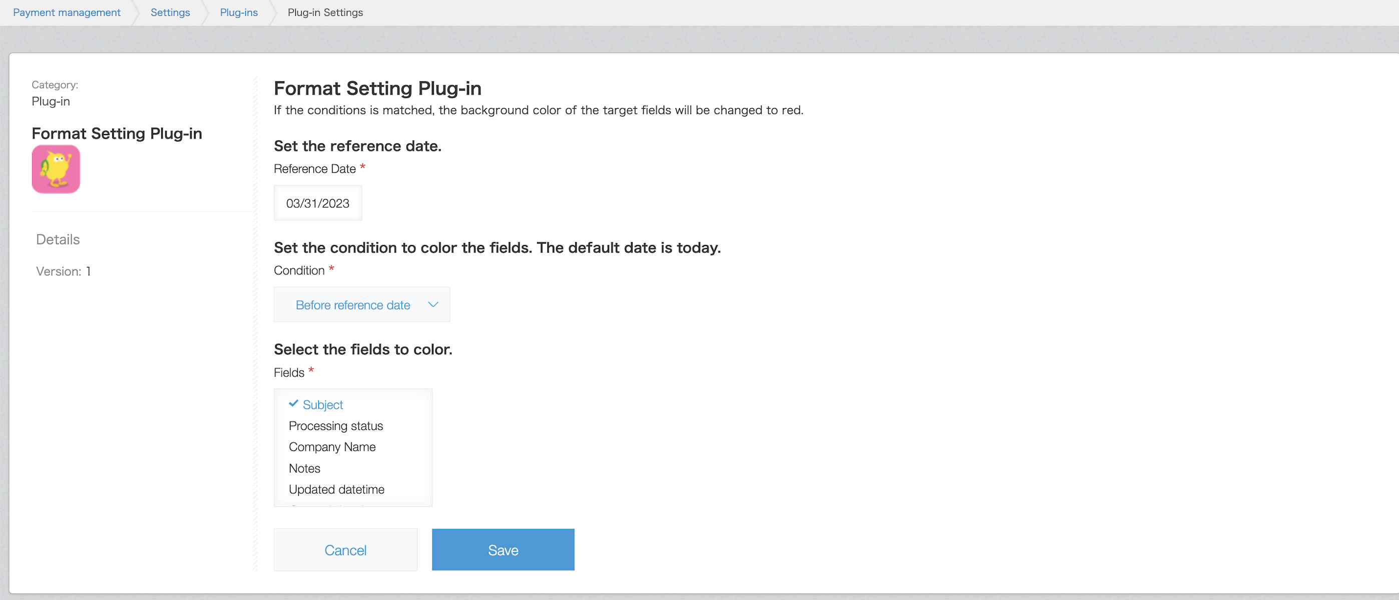 Plugin setting