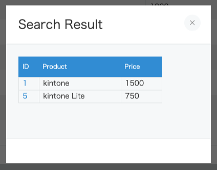search result dialog